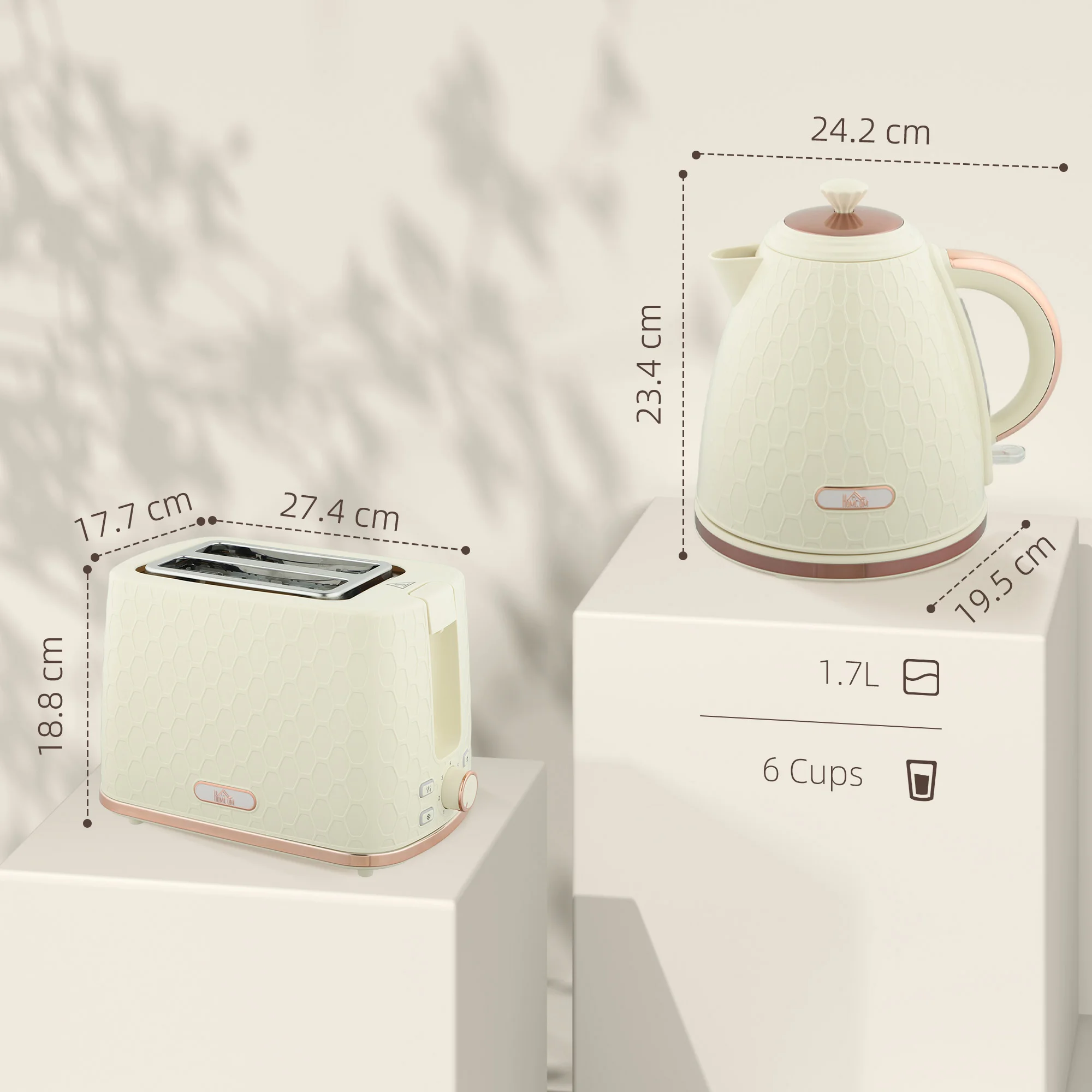 Beige Honeycomb Kettle and Toaster Set | Fast Breakfast Solution - Image 5