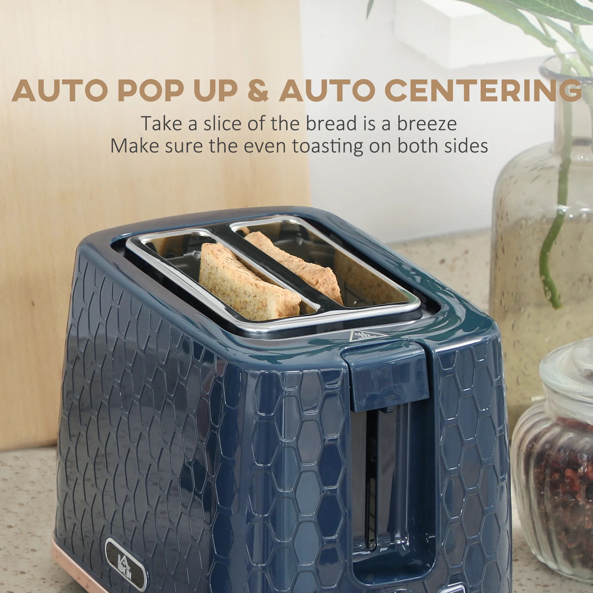 Fast-Boil Kettle and 2-Slice Toaster Set | Premium Honeycomb Blue Breakfast Pack - Image 4